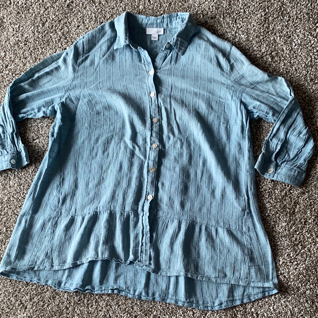 J. Jill Light Blue Button-Down Shirt H